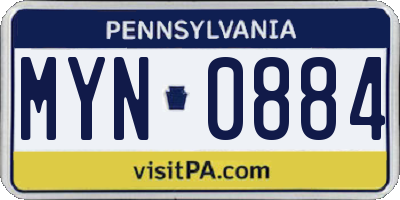 PA license plate MYN0884