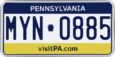 PA license plate MYN0885