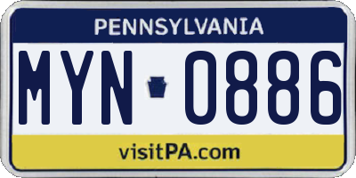 PA license plate MYN0886