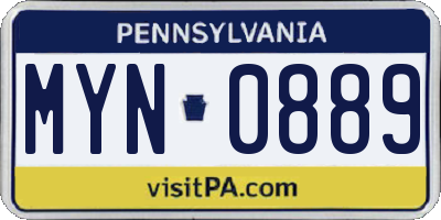 PA license plate MYN0889