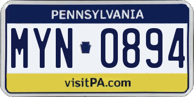 PA license plate MYN0894