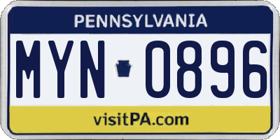 PA license plate MYN0896