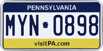 PA license plate MYN0898