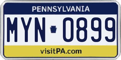 PA license plate MYN0899