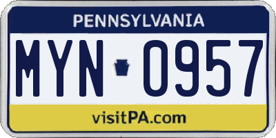 PA license plate MYN0957