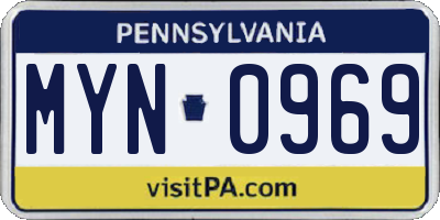 PA license plate MYN0969