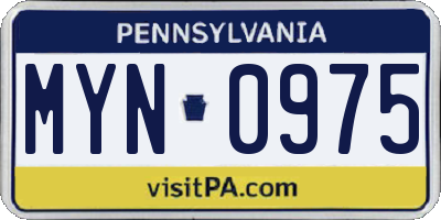 PA license plate MYN0975