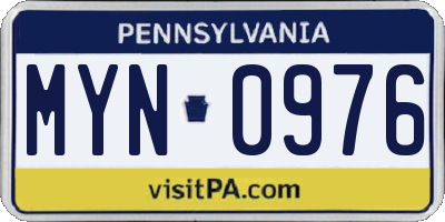 PA license plate MYN0976