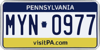 PA license plate MYN0977
