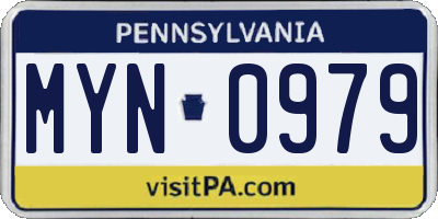 PA license plate MYN0979