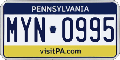 PA license plate MYN0995