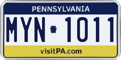 PA license plate MYN1011