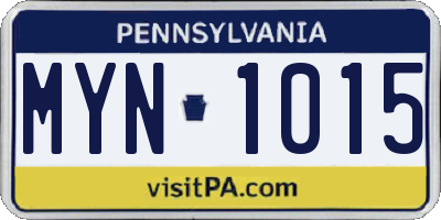 PA license plate MYN1015