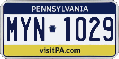 PA license plate MYN1029