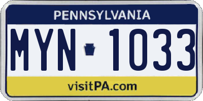 PA license plate MYN1033