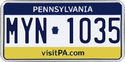 PA license plate MYN1035