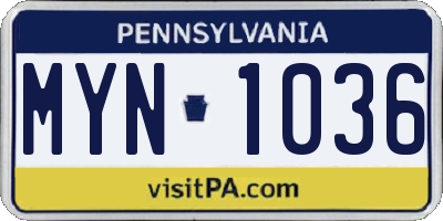 PA license plate MYN1036