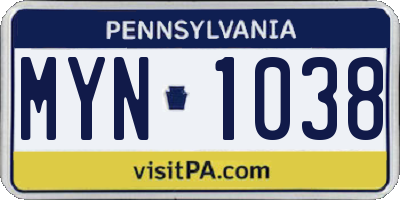 PA license plate MYN1038