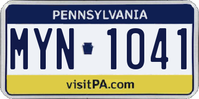 PA license plate MYN1041