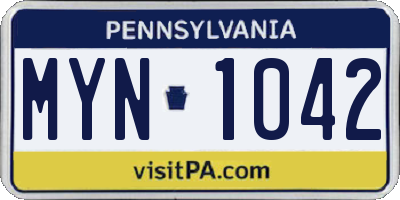 PA license plate MYN1042