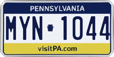 PA license plate MYN1044