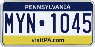 PA license plate MYN1045