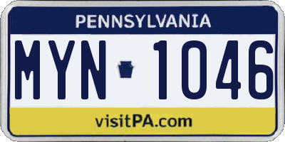 PA license plate MYN1046