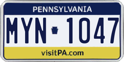 PA license plate MYN1047
