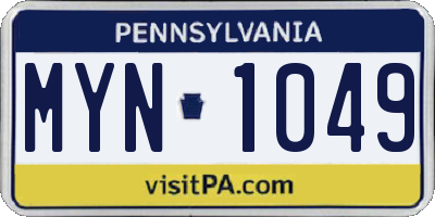 PA license plate MYN1049