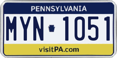 PA license plate MYN1051