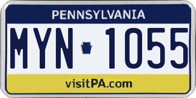 PA license plate MYN1055