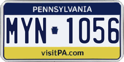 PA license plate MYN1056