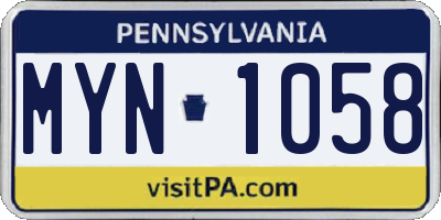 PA license plate MYN1058
