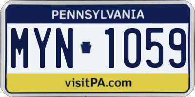 PA license plate MYN1059