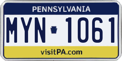 PA license plate MYN1061