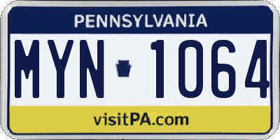 PA license plate MYN1064