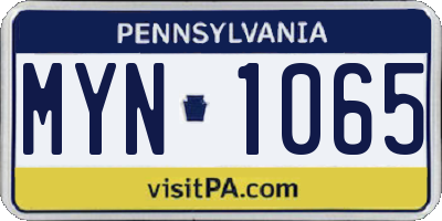 PA license plate MYN1065