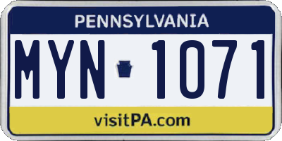 PA license plate MYN1071