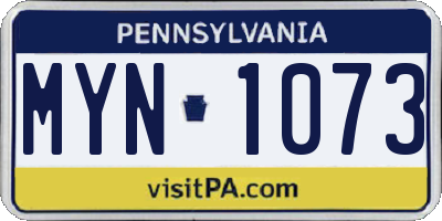 PA license plate MYN1073
