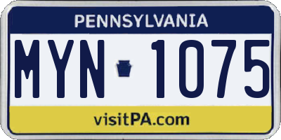 PA license plate MYN1075