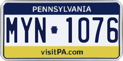 PA license plate MYN1076