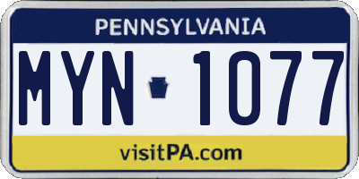 PA license plate MYN1077
