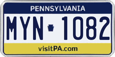 PA license plate MYN1082