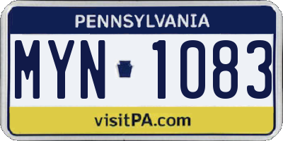 PA license plate MYN1083