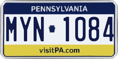 PA license plate MYN1084