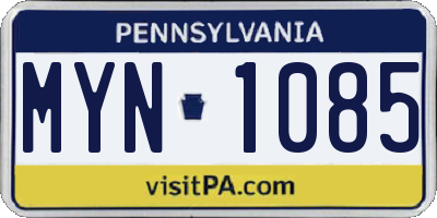 PA license plate MYN1085