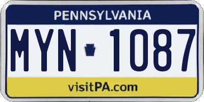 PA license plate MYN1087