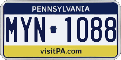 PA license plate MYN1088