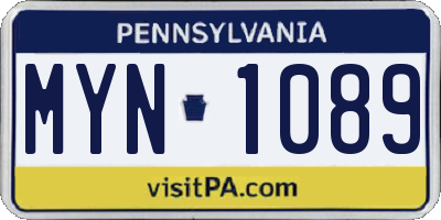 PA license plate MYN1089