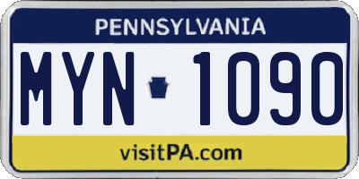 PA license plate MYN1090
